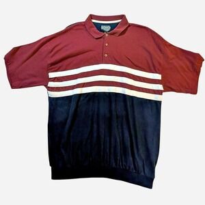 Members Only Short Sleet Collared Casual Vintage Striped Shirt Black Rust XL